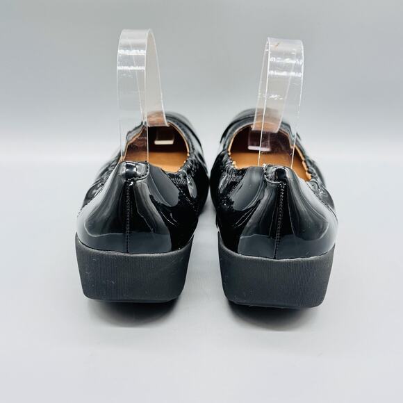 FitFlop Shoes Women 10 Black Patent Leather F-Pop Slip On Ballet Flats Comfort - Picture 6 of 12